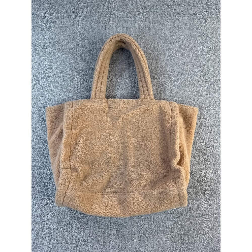 Victoria's Secret Tote Bag Sherpa Teddy Fuzzy Cozy Fleece Tan - Picture 5 of 7